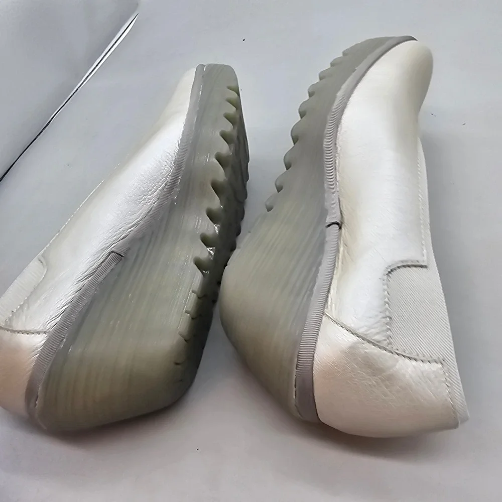 Fly London Yoni Metallic Silver Leather Wedge Pump Slip On Shoes EU 39 501438013